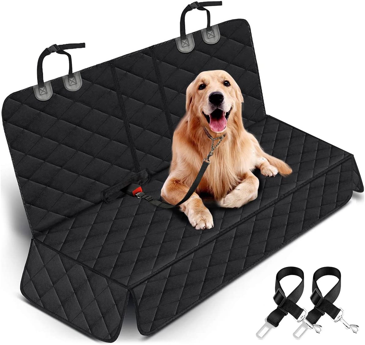 Premium Waterproof Dog Car Seat Cover - Non-Slip Back Seat Protector for Cars, SUVs & Trucks - Fits Middle Armrest - Black
