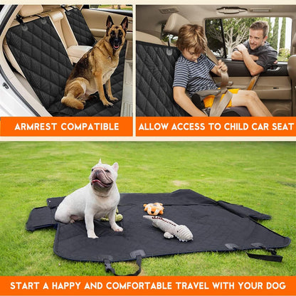 Premium Waterproof Dog Car Seat Cover - Non-Slip Back Seat Protector for Cars, SUVs & Trucks - Fits Middle Armrest - Black