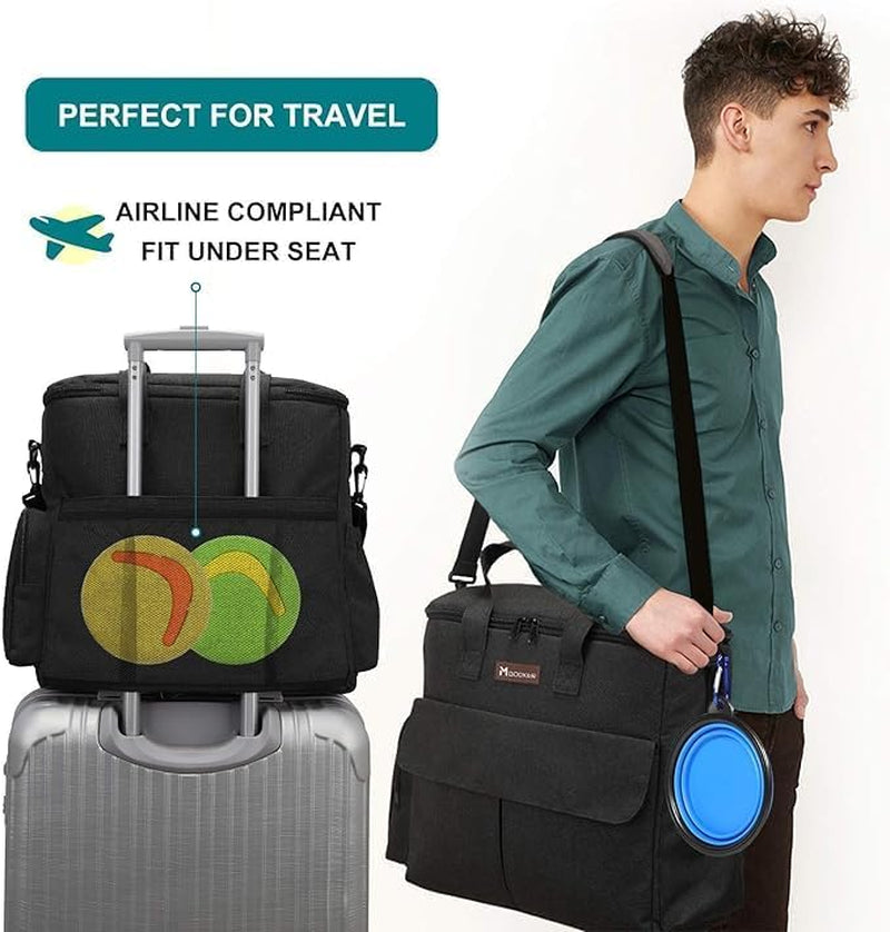 Ultimate Dog Travel Bag - All-in-One Weekend Adventure Kit with Organizer, Collapsible Bowls & Food Containers (Black)